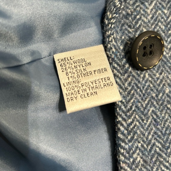 Vintage Talbots Women's Blue Herringbone Tweed Wool Blend Blazer Size 14W - Picture 5 of 13